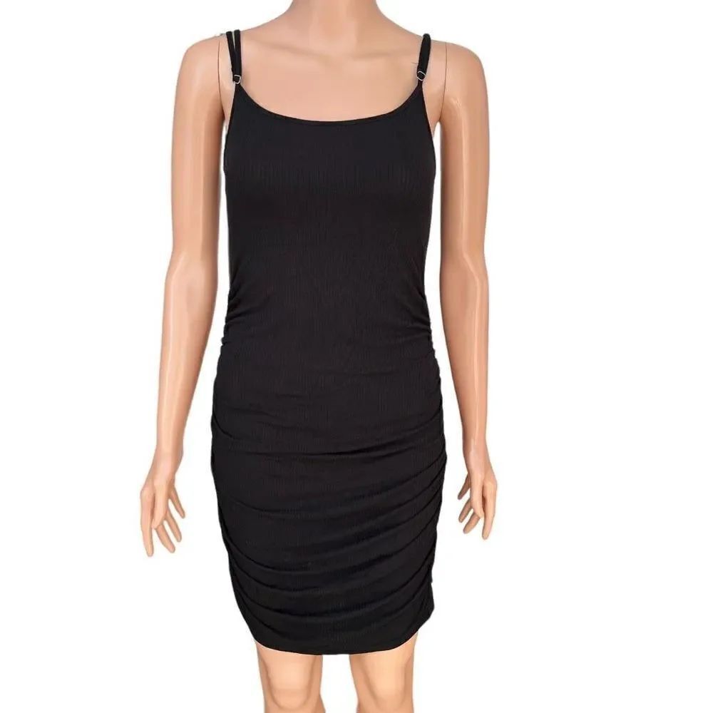BP women's black ribbed ruched dress sz M NWOT